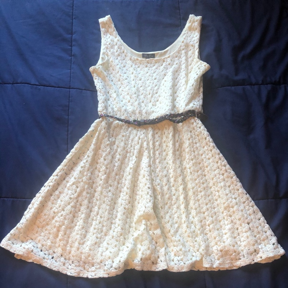 White dress with belt